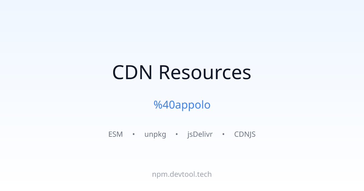 %40appolo CDN Links - ESM, unpkg, jsDelivr | DEVTOOL.TECH