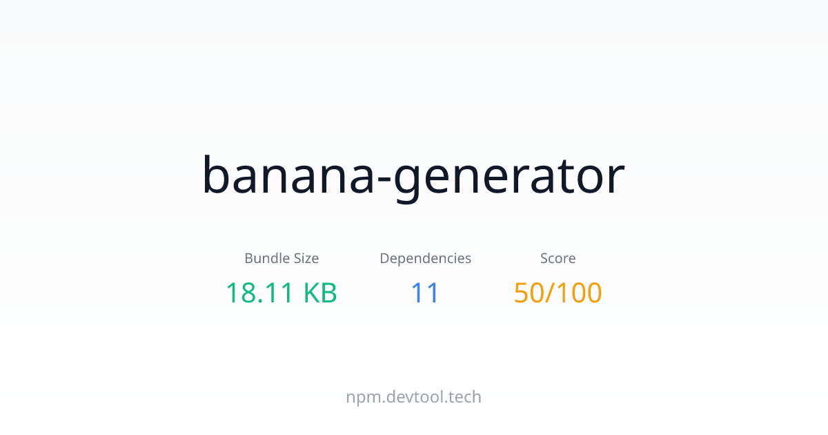 banana-generator - Size, Dependencies & Analysis | DEVTOOL.TECH