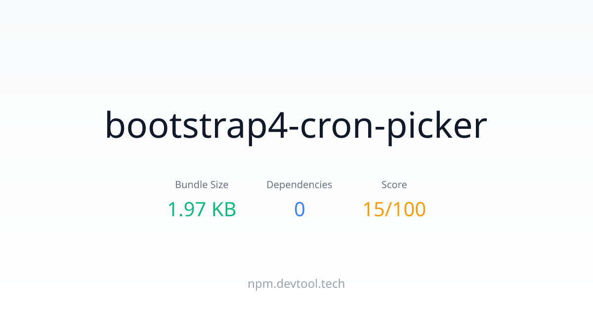 bootstrap4-cron-picker - Size, Dependencies & Analysis | DEVTOOL.TECH