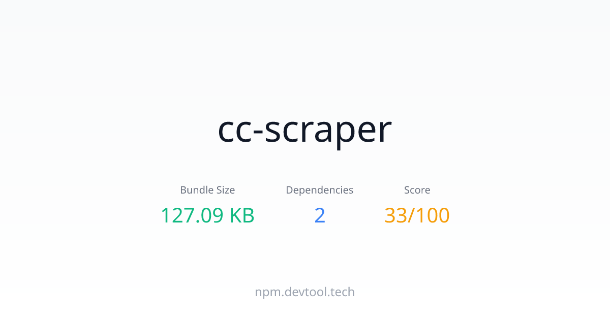 cc-scraper - Size, Dependencies & Analysis | DEVTOOL.TECH