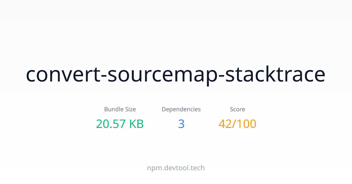 convert-sourcemap-stacktrace - Size, Dependencies & Analysis | DEVTOOL.TECH