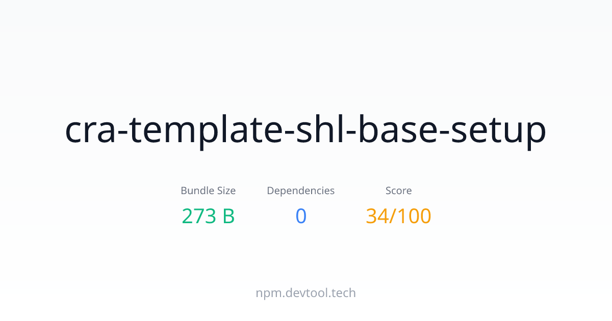 cra-template-shl-base-setup - Size, Dependencies & Analysis | DEVTOOL.TECH