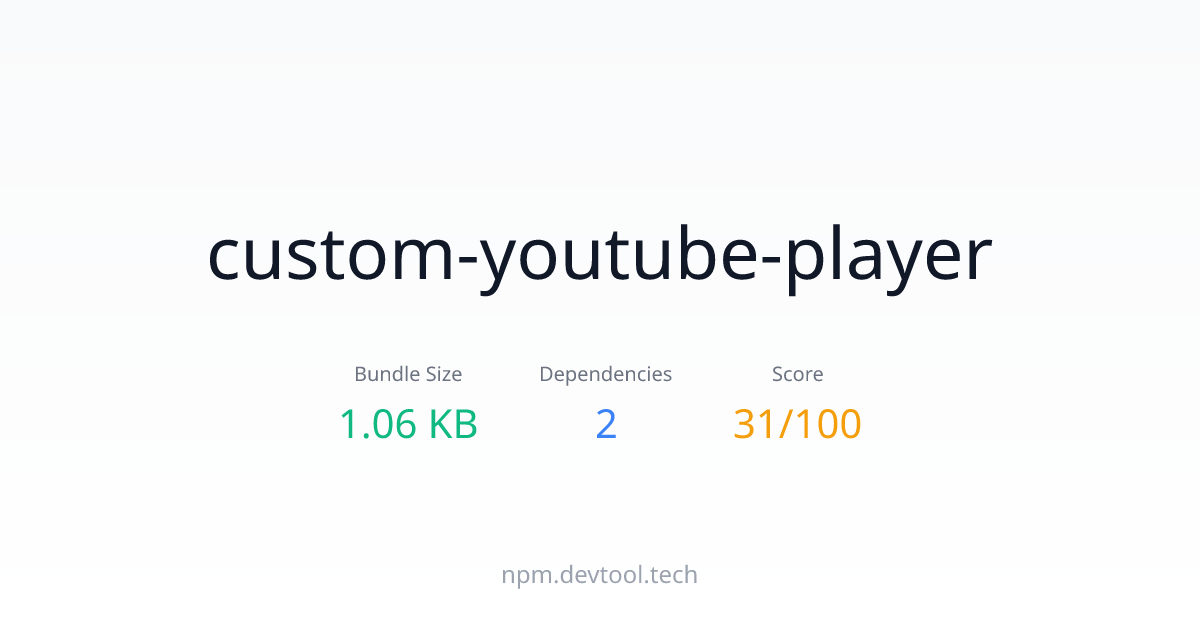 custom-youtube-player - Size, Dependencies & Analysis | DEVTOOL.TECH