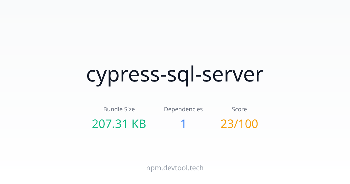 cypress-sql-server - Size, Dependencies & Analysis | DEVTOOL.TECH