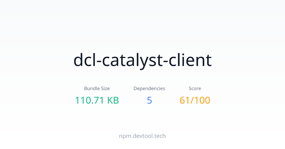 dcl-catalyst-client - Size, Dependencies & Analysis | DEVTOOL.TECH