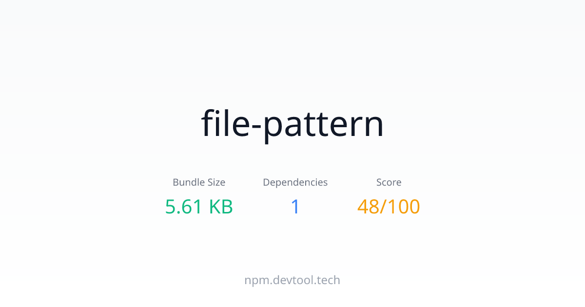 file-pattern - Size, Dependencies & Analysis | DEVTOOL.TECH