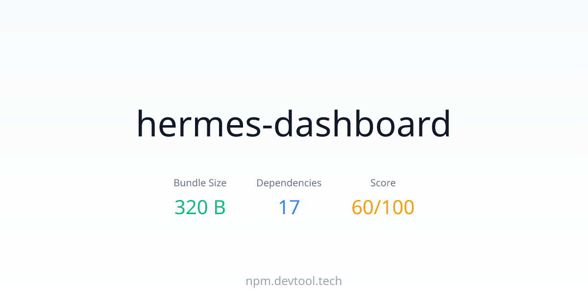 hermes-dashboard - Size, Dependencies & Analysis | DEVTOOL.TECH