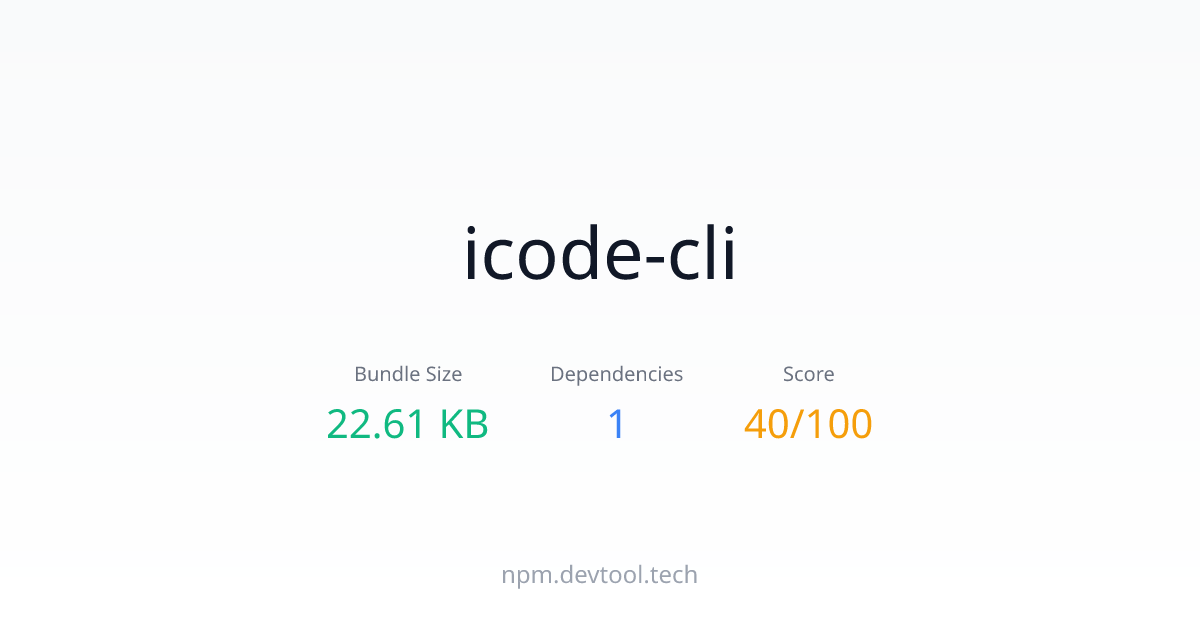 icode-cli - Size, Dependencies & Analysis | DEVTOOL.TECH