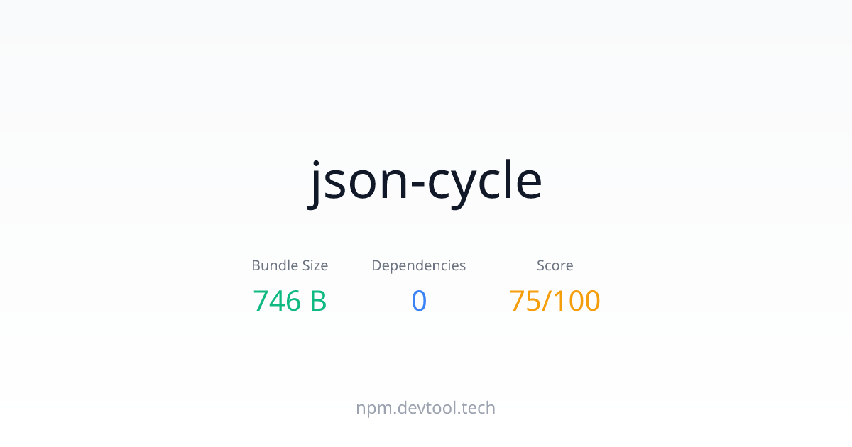 json-cycle - Size, Dependencies & Analysis | DEVTOOL.TECH