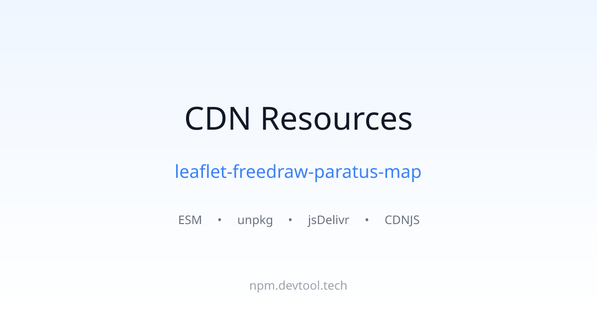 leaflet-freedraw-paratus-map CDN Links - ESM, unpkg, jsDelivr | DEVTOOL ...