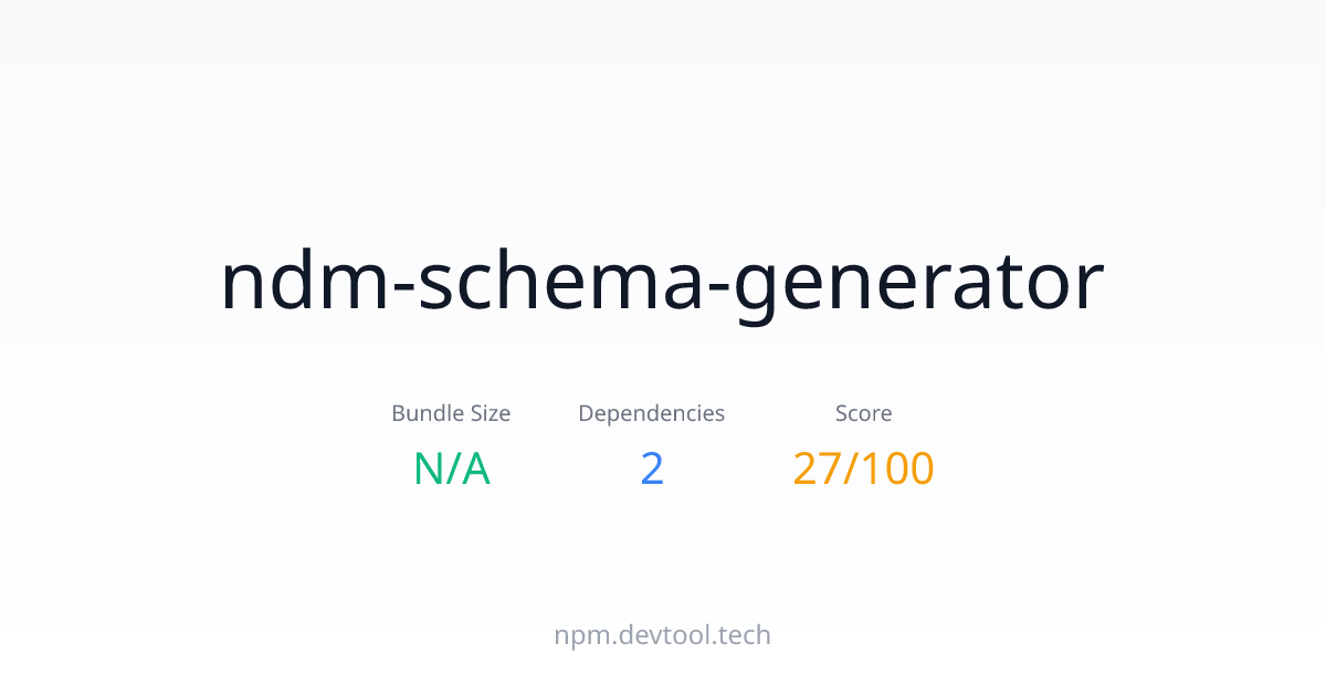 ndm-schema-generator - Size, Dependencies & Analysis | DEVTOOL.TECH