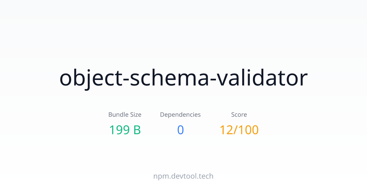object-schema-validator - Size, Dependencies & Analysis | DEVTOOL.TECH