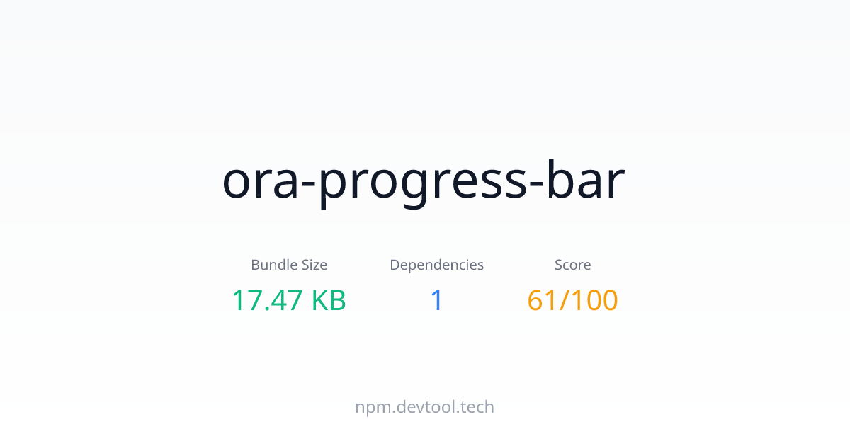 ora-progress-bar - Size, Dependencies & Analysis | DEVTOOL.TECH