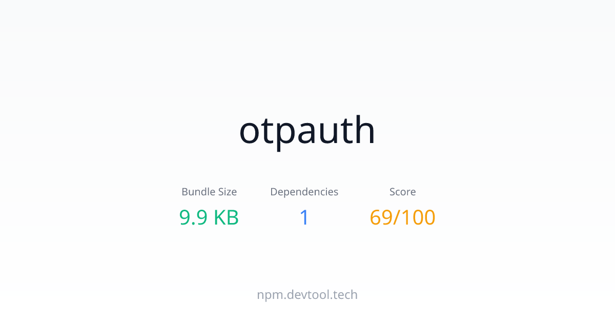 otpauth - Size, Dependencies & Analysis | DEVTOOL.TECH