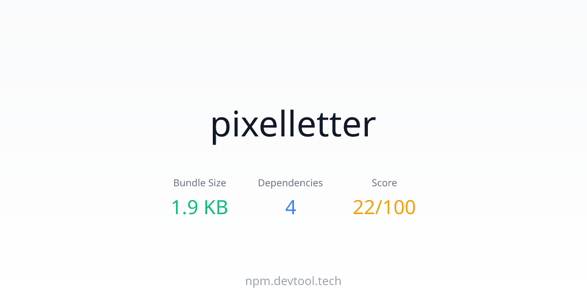 pixelletter - Size, Dependencies & Analysis | DEVTOOL.TECH