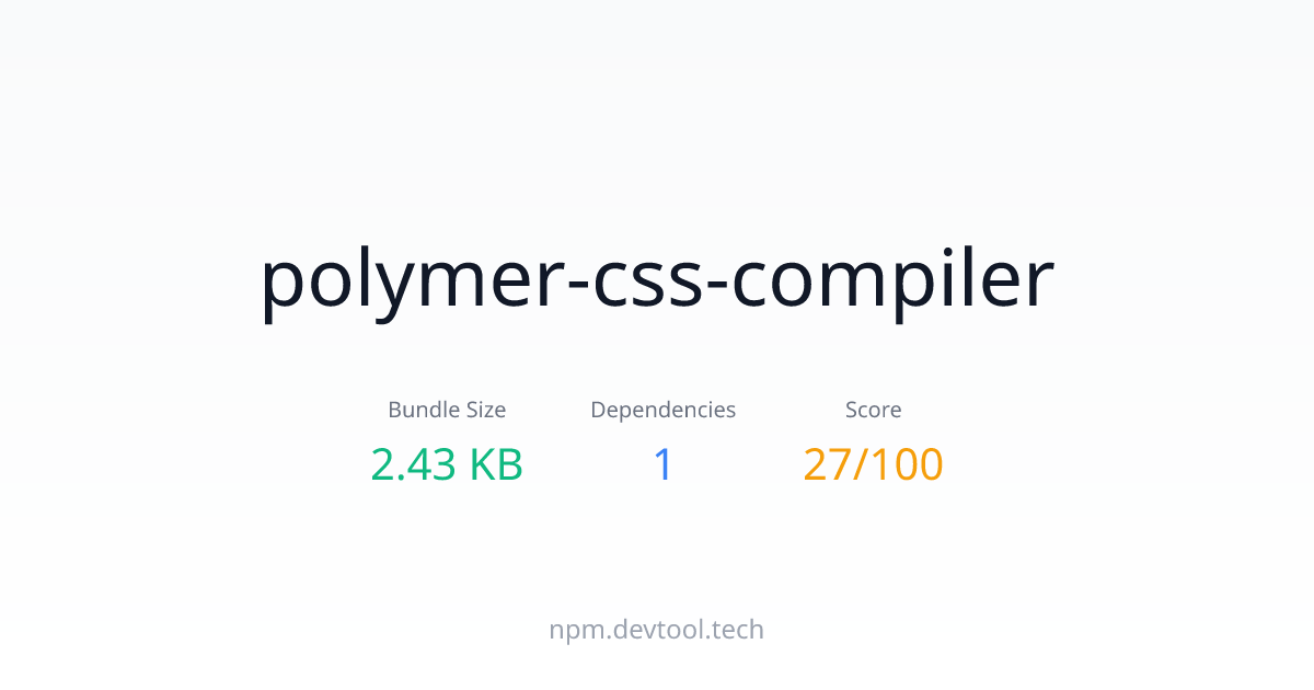 polymer-css-compiler - Size, Dependencies & Analysis | DEVTOOL.TECH