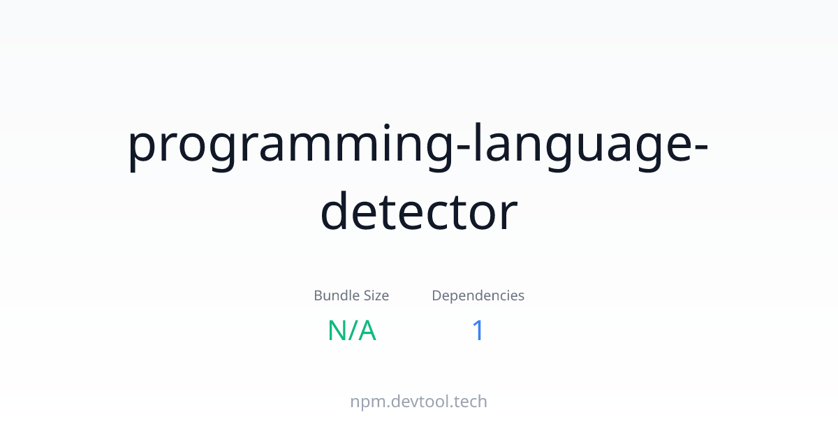 programming-language-detector - Size, Dependencies & Analysis | DEVTOOL ...