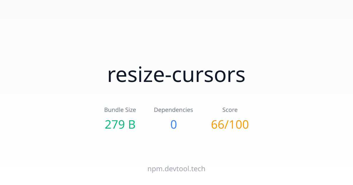 resize-cursors - Size, Dependencies & Analysis | DEVTOOL.TECH