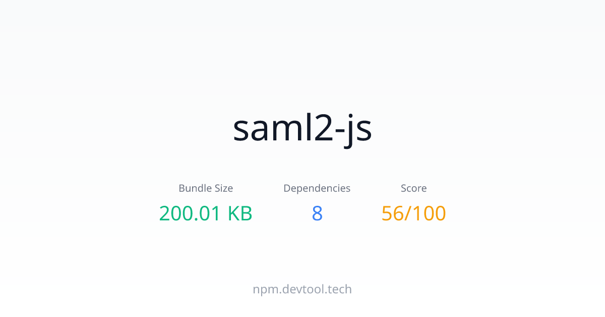 saml2-js - Size, Dependencies & Analysis | DEVTOOL.TECH