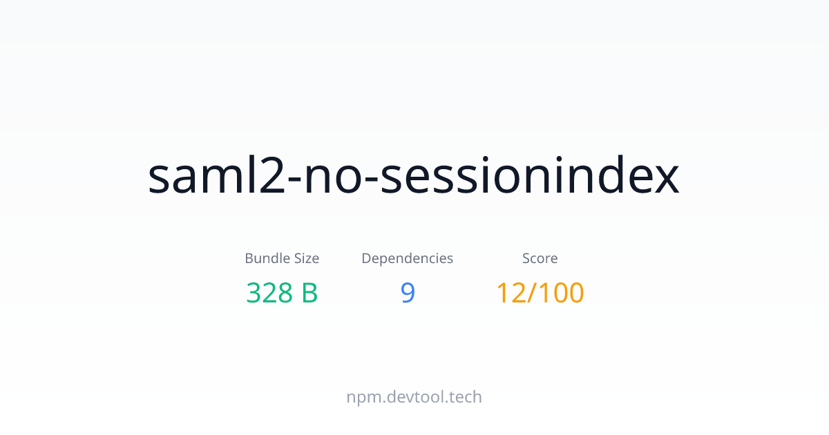 saml2-no-sessionindex - Size, Dependencies & Analysis | DEVTOOL.TECH