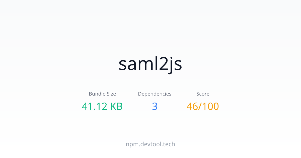 saml2js - Size, Dependencies & Analysis | DEVTOOL.TECH