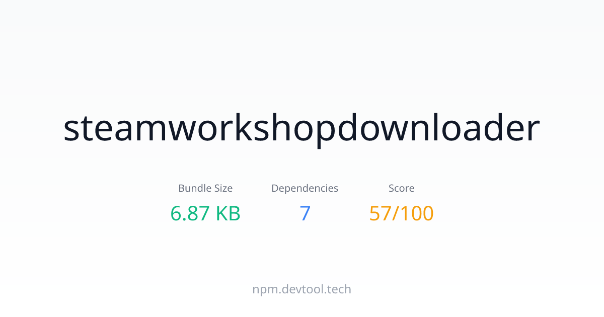 steamworkshopdownloader - Size, Dependencies & Analysis | DEVTOOL.TECH