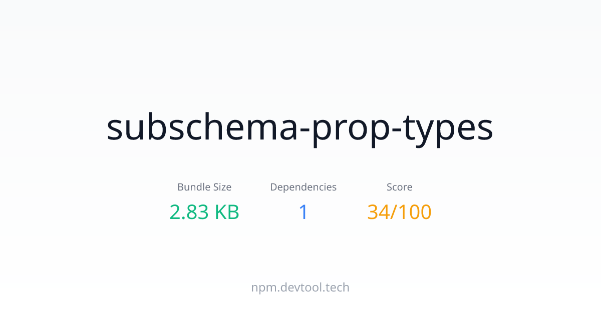 subschema-prop-types - Size, Dependencies & Analysis | DEVTOOL.TECH