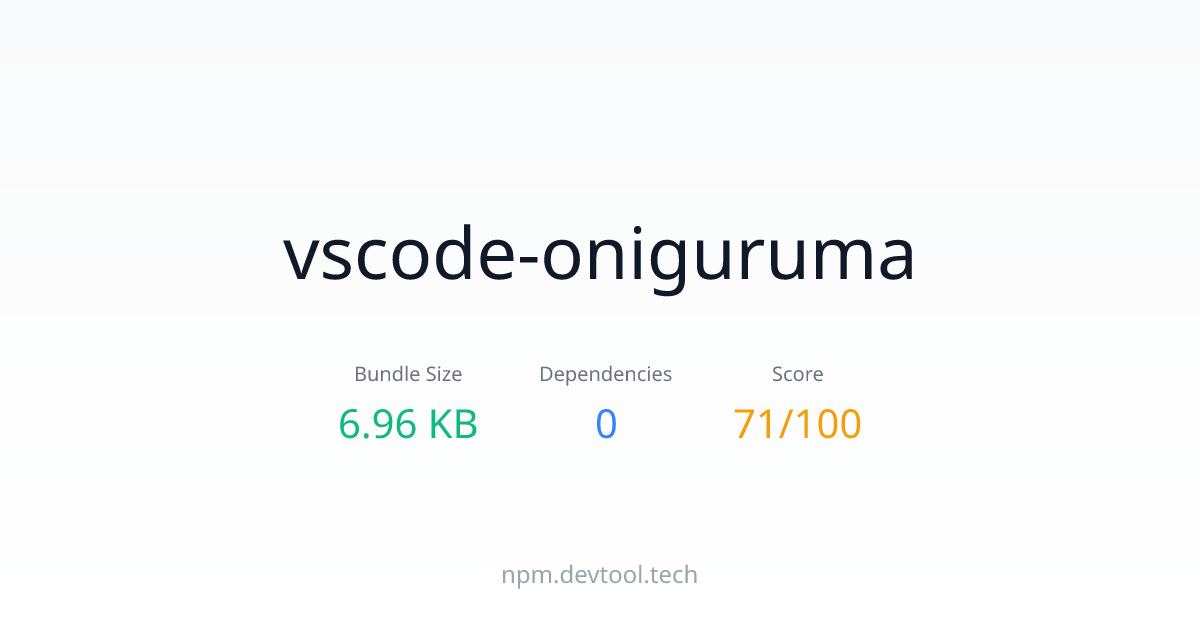 vscode-oniguruma - Size, Dependencies & Analysis | DEVTOOL.TECH