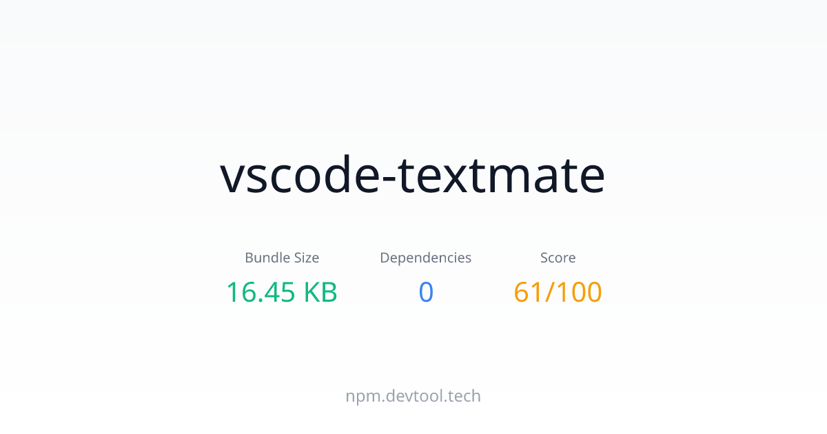 vscode-textmate - Size, Dependencies & Analysis | DEVTOOL.TECH