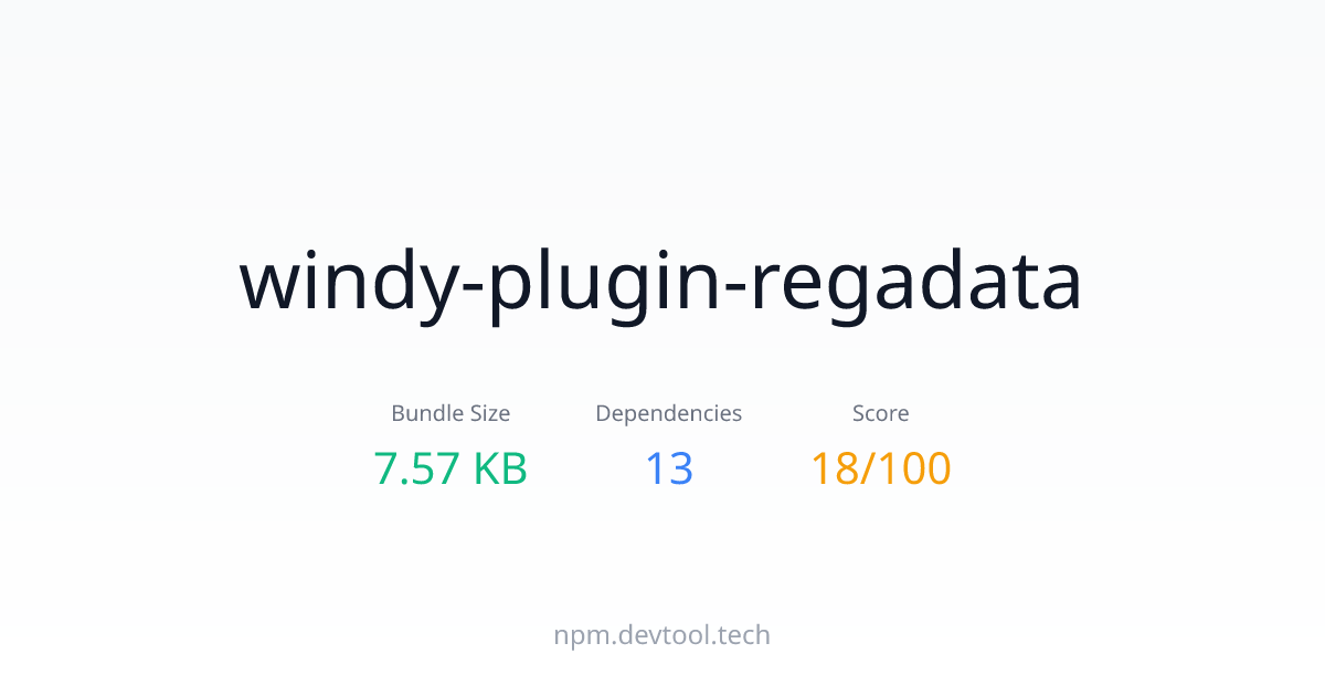 windy-plugin-regadata - Size, Dependencies & Analysis | DEVTOOL.TECH