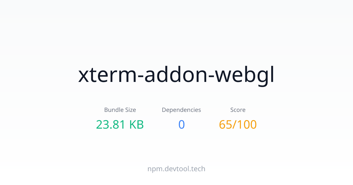 xterm-addon-webgl - Size, Dependencies & Analysis | DEVTOOL.TECH